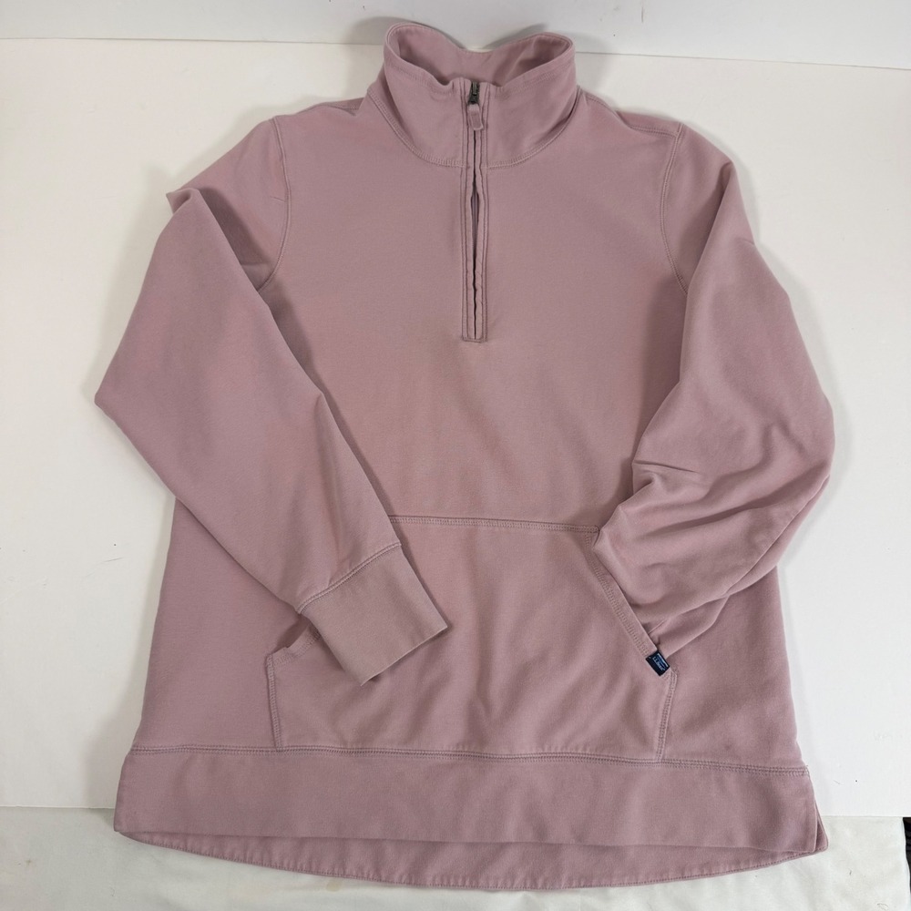 L.L.Bean Large Pink Quarter Zip Pullover Cotton Stretch Kangaroo Pocket Outdoor